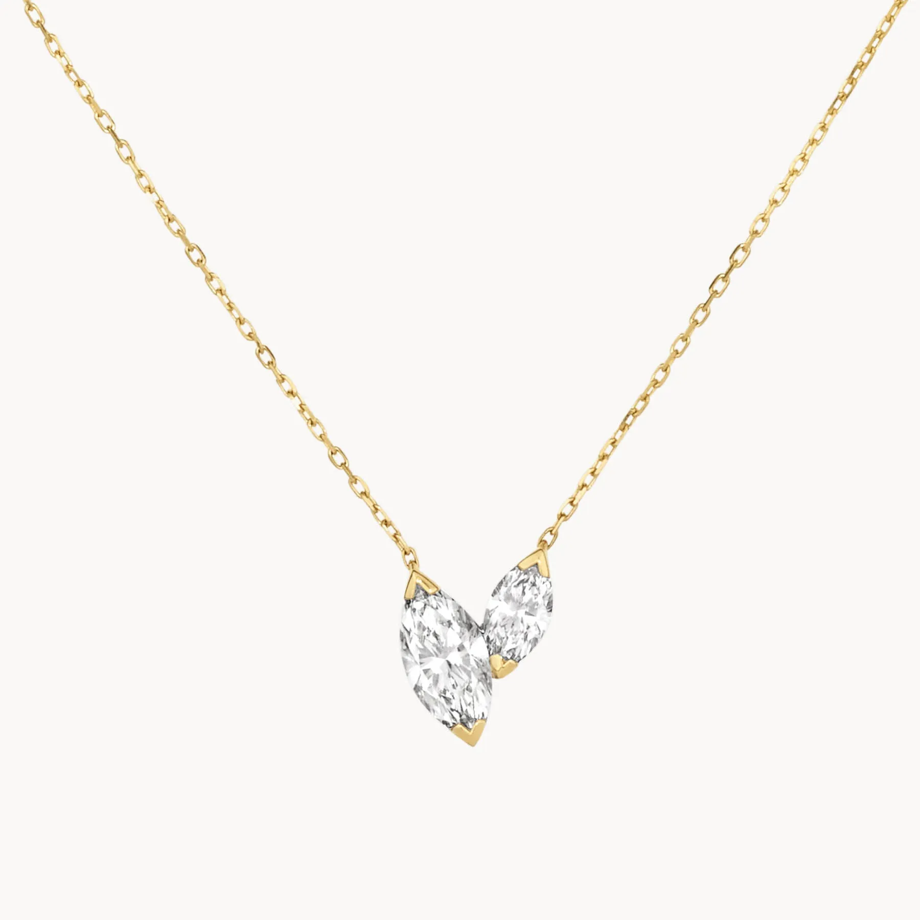 Laboratory-Grown Diamond 0.70ct Double Marquise Necklace in 10k Gold