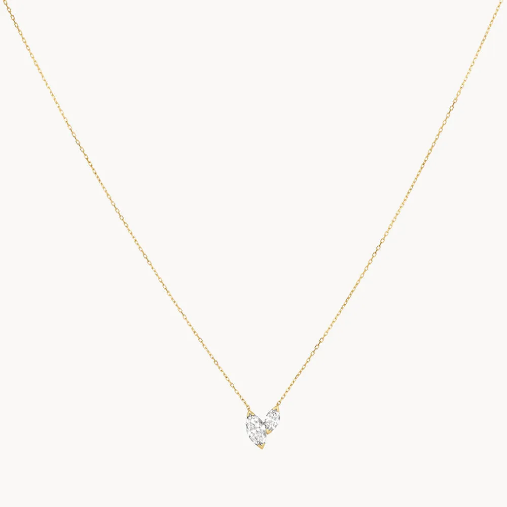 Laboratory-Grown Diamond 0.70ct Double Marquise Necklace in 10k Gold