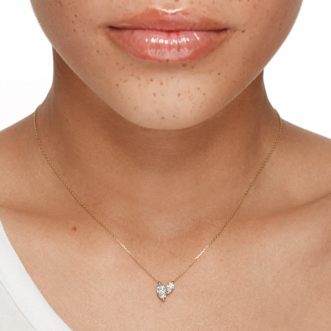 Laboratory-Grown Diamond 0.70ct Double Marquise Necklace in 10k Gold