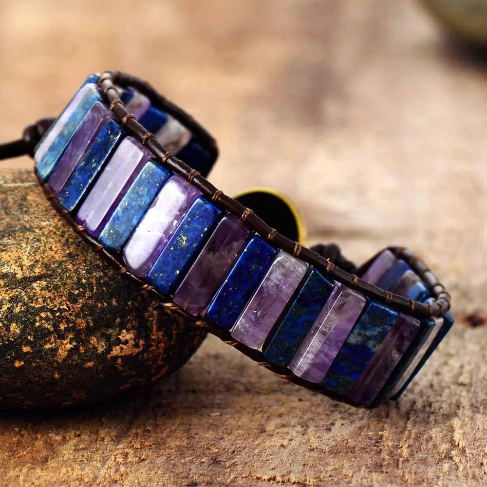 Lapis Lazuli & Amethyst Cuff Bracelet