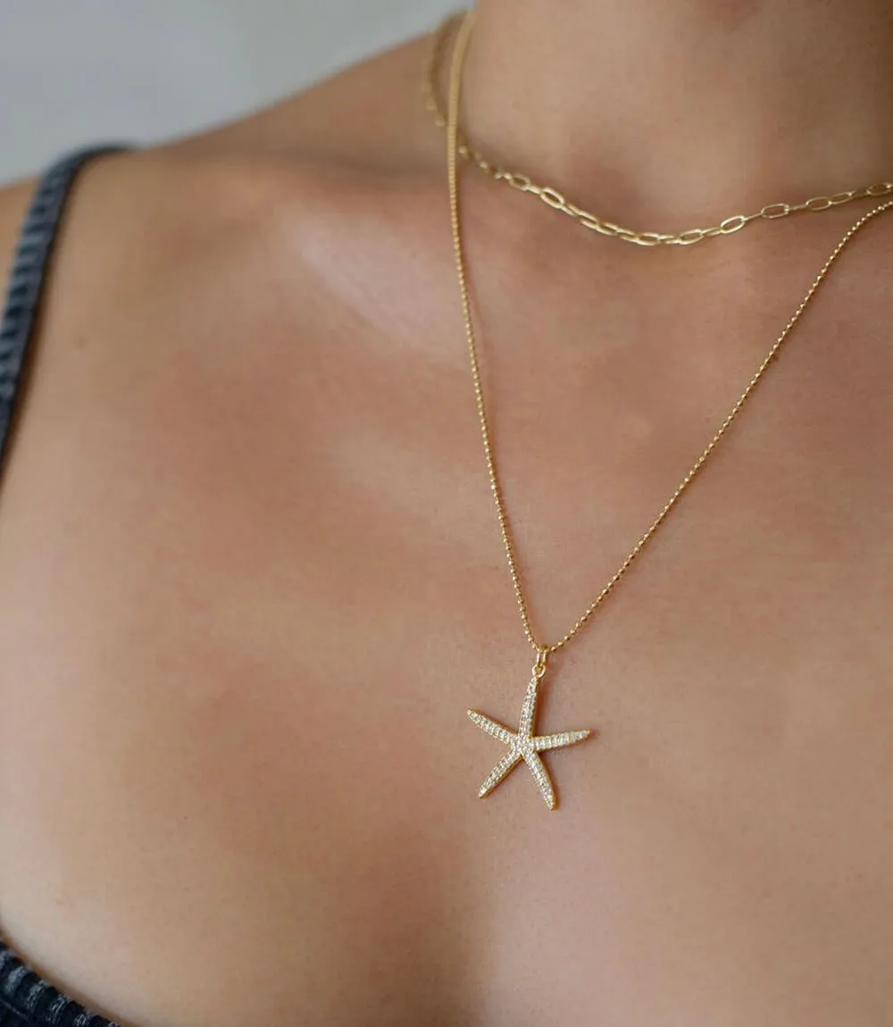 Large Pavé Starfish Necklace