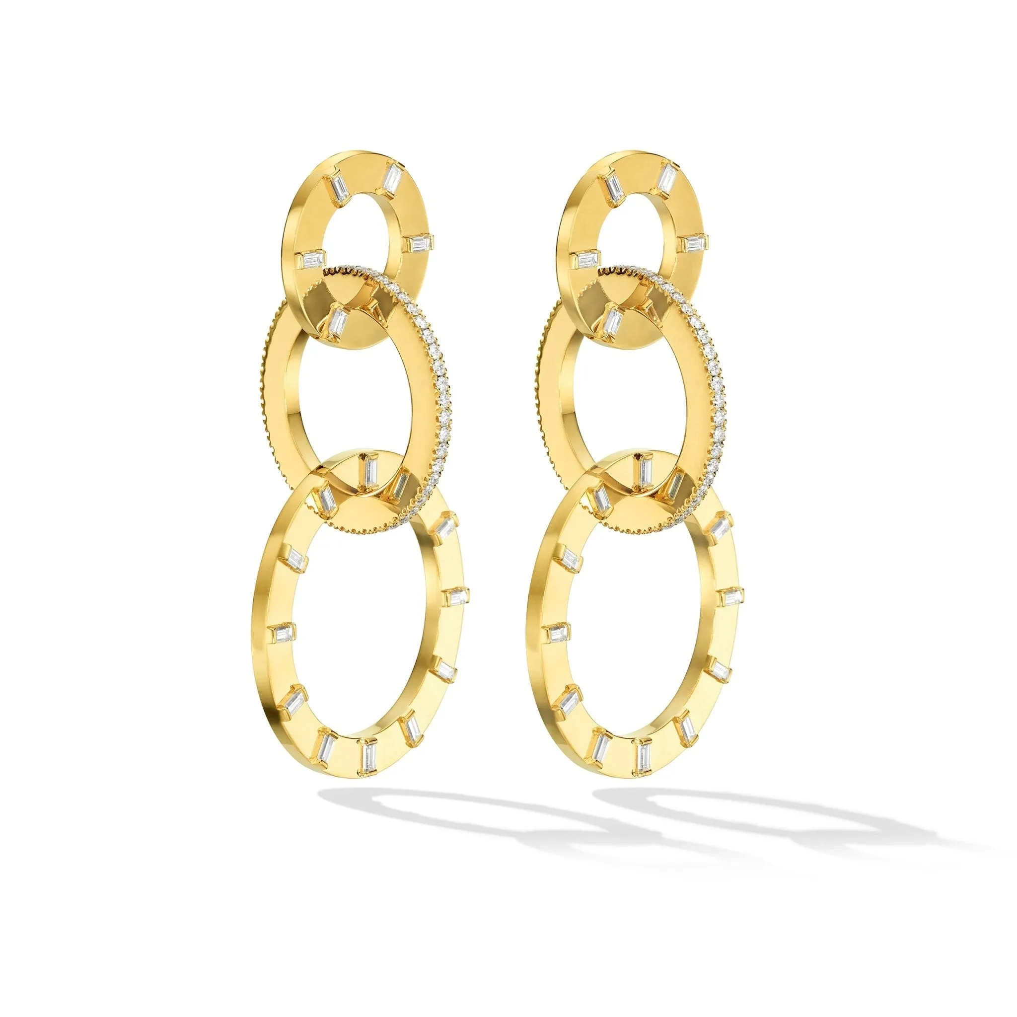 Large Yellow Gold Unity Earrings with White Diamonds