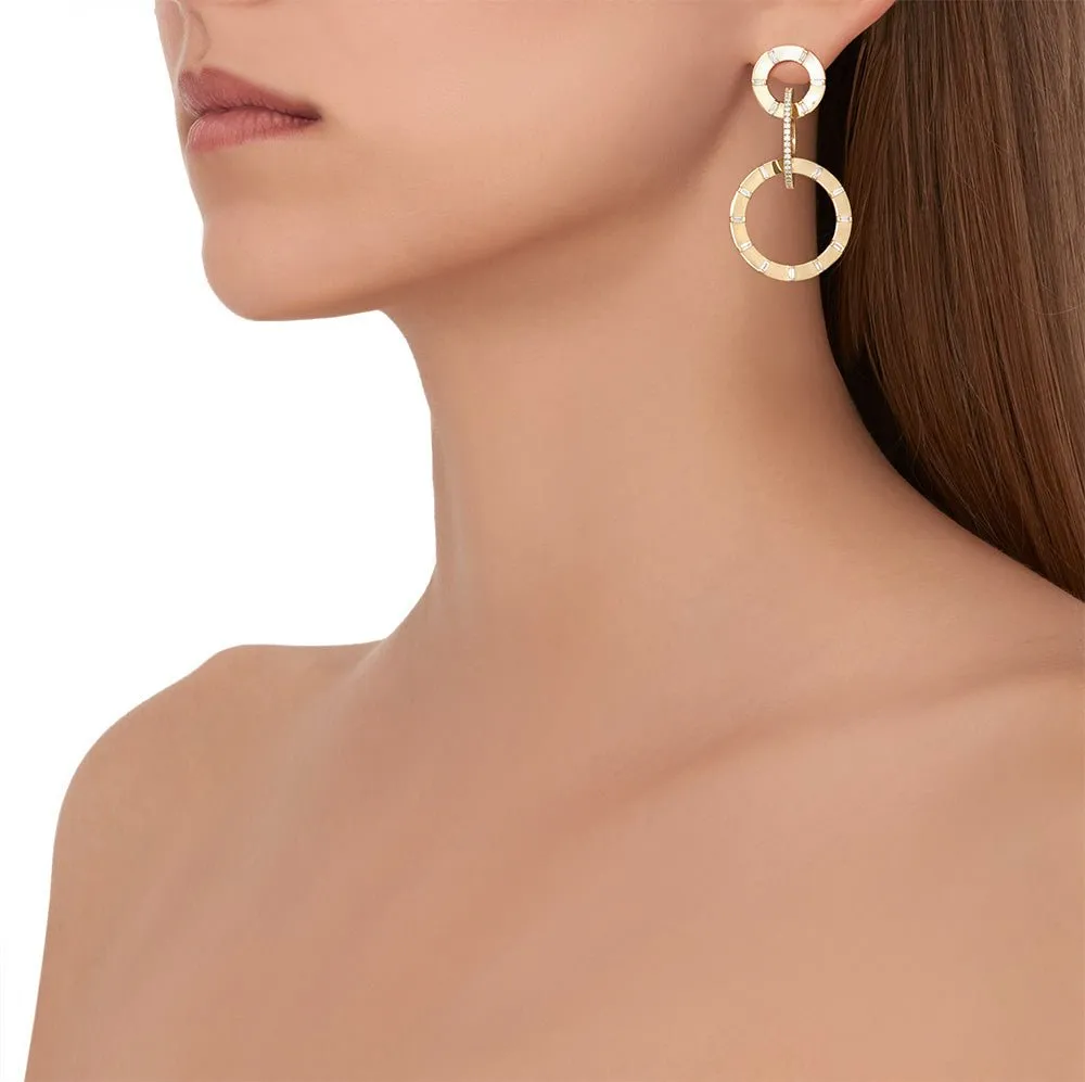 Large Yellow Gold Unity Earrings with White Diamonds