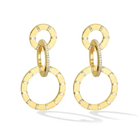 Large Yellow Gold Unity Earrings with White Diamonds