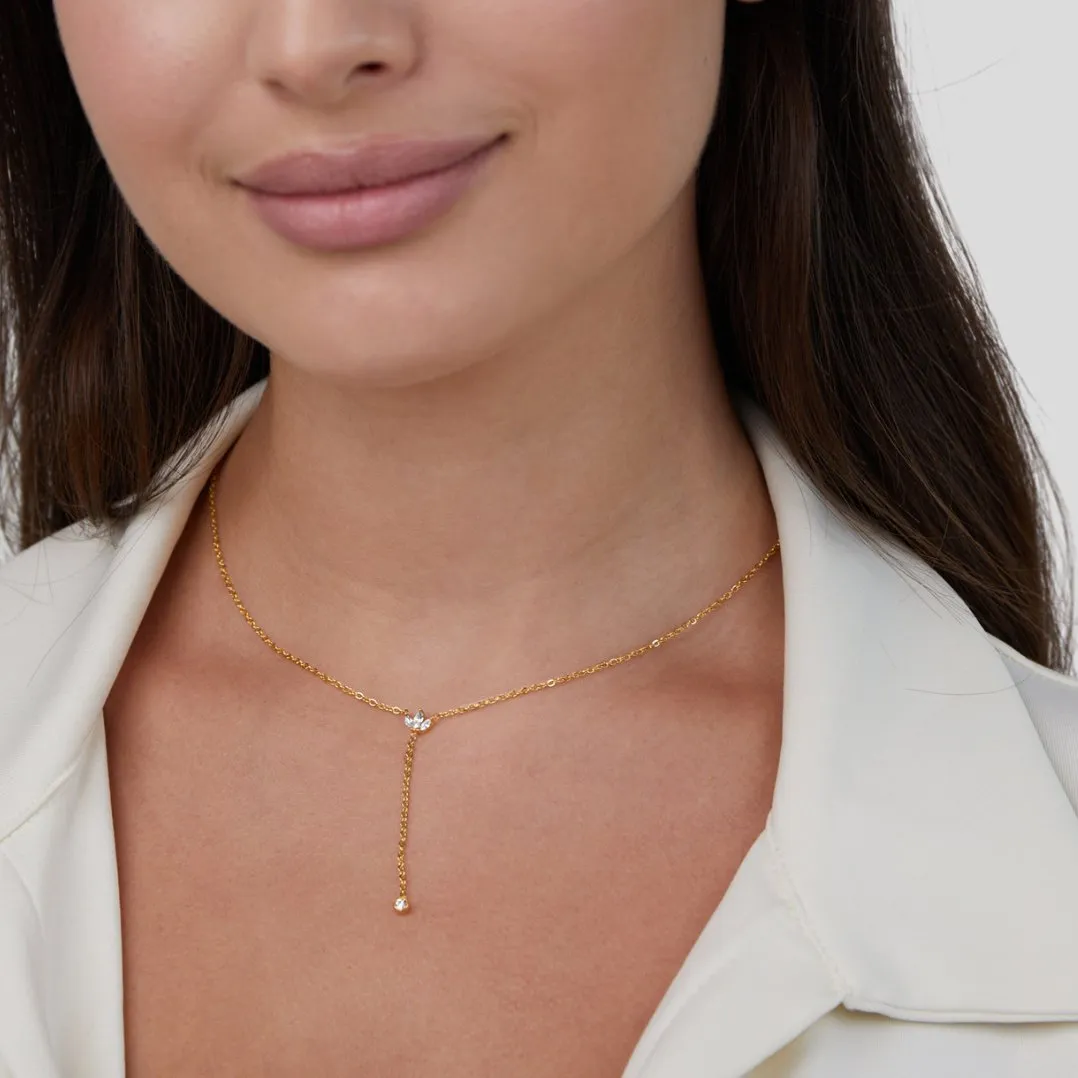 Lariat Crystal Drop Necklace