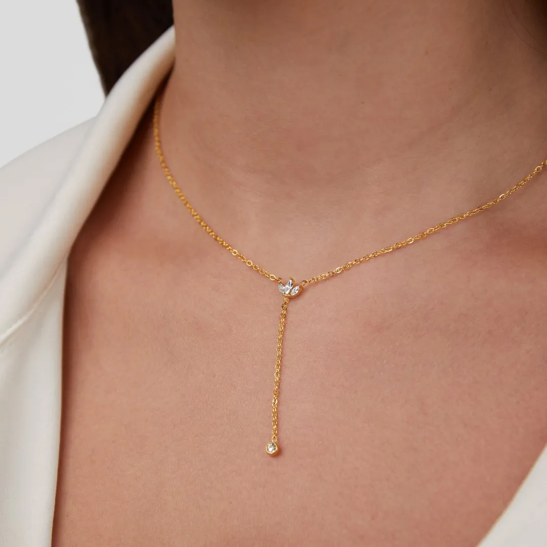 Lariat Crystal Drop Necklace