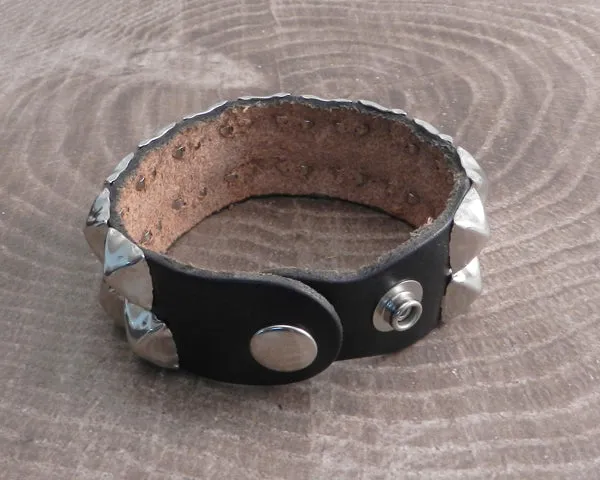 Leather Cuff Bracelet Grommet Buckle Strap