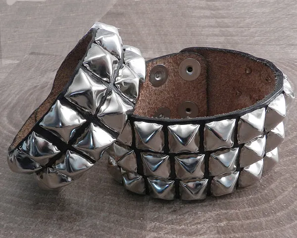 Leather Cuff Bracelet Grommet Buckle Strap