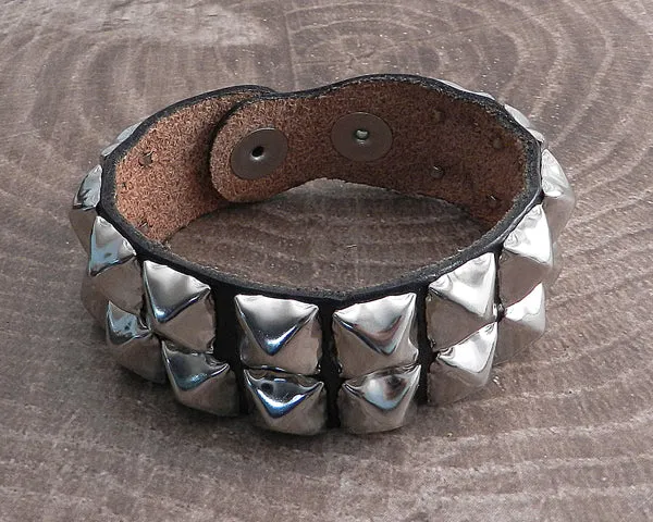 Leather Cuff Bracelet Grommet Buckle Strap