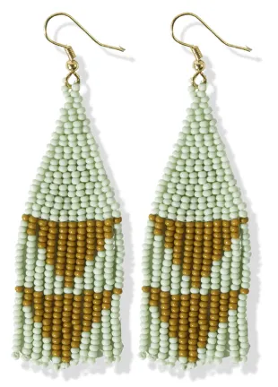 Lennon Two Color Triangles Beaded Fringe Earrings