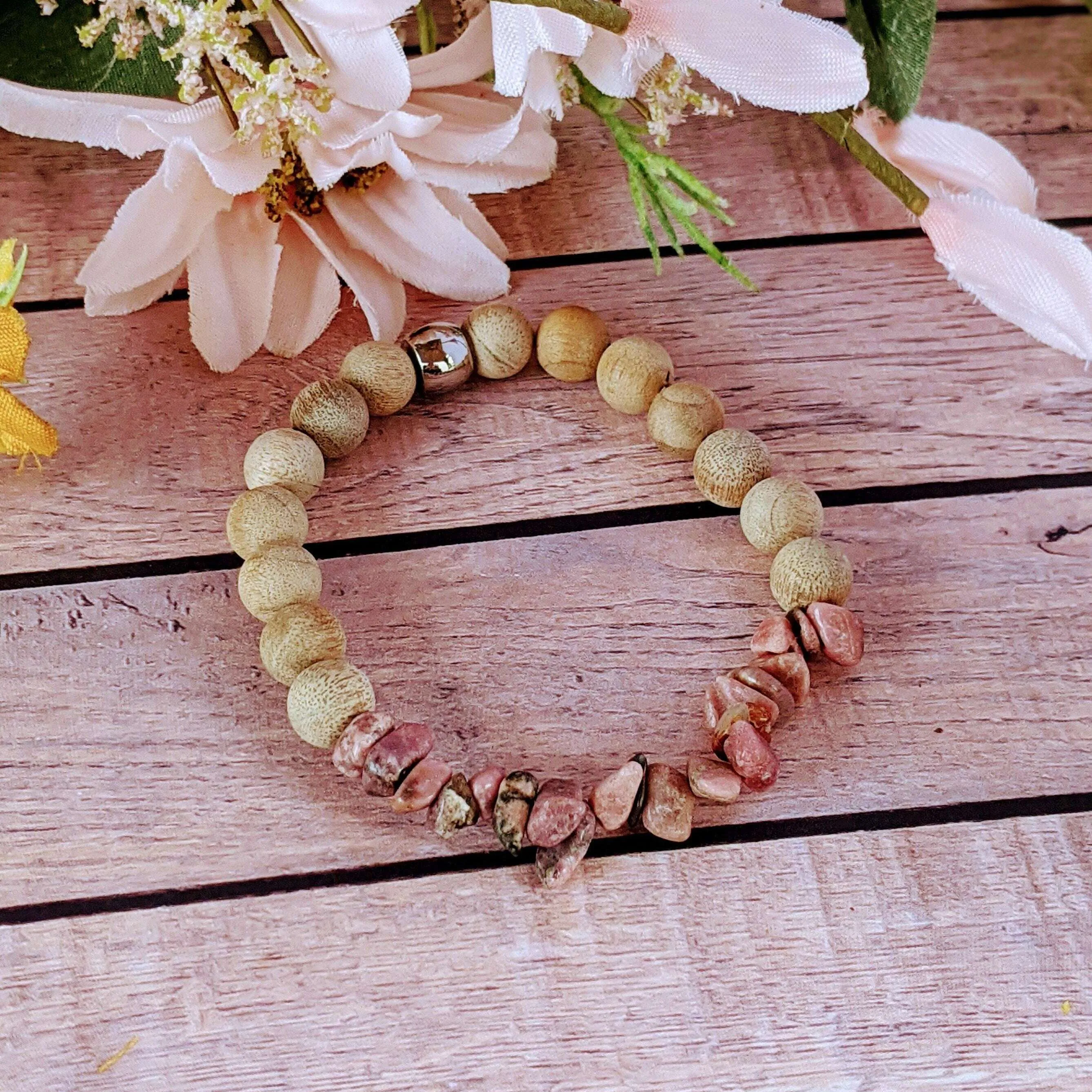 Leopardskin Jasper Gemstone Chip Diffuser Bracelet- Good Luck Bracelet