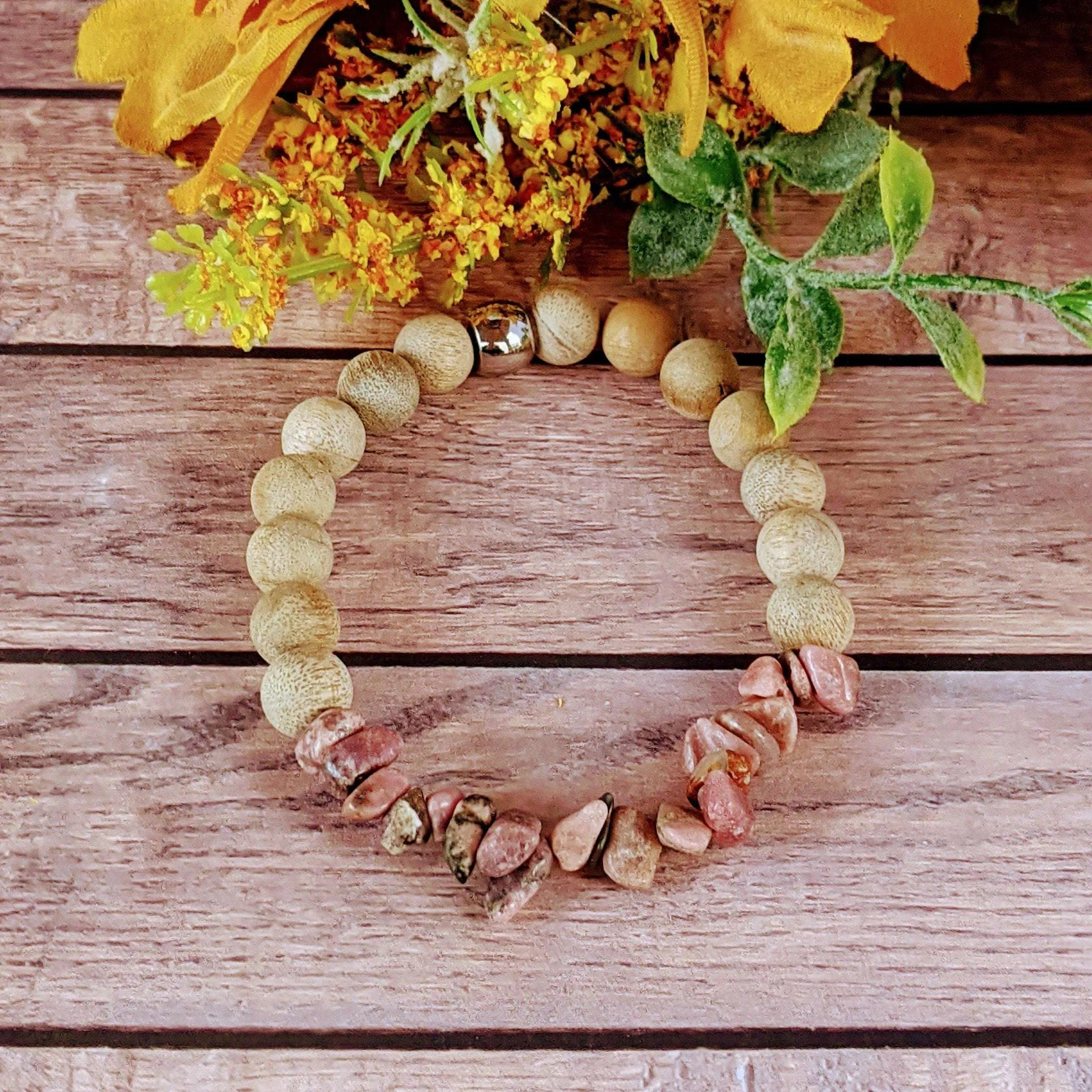 Leopardskin Jasper Gemstone Chip Diffuser Bracelet- Good Luck Bracelet