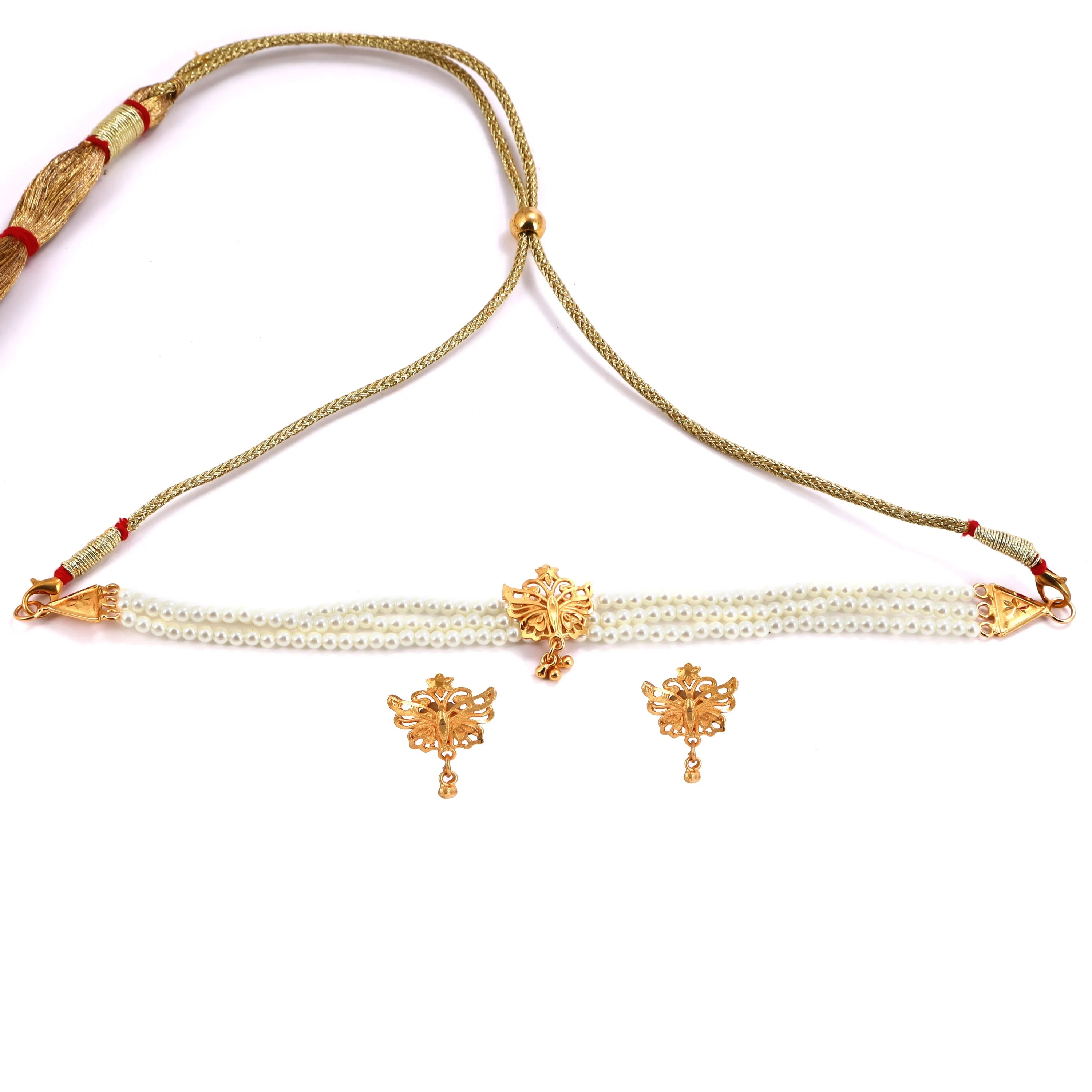 Little Butterfly White Beads Choker Set