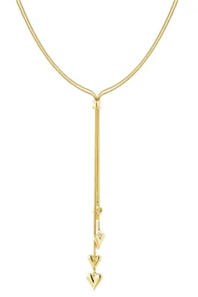 Long Heart Chain Necklace - Gold