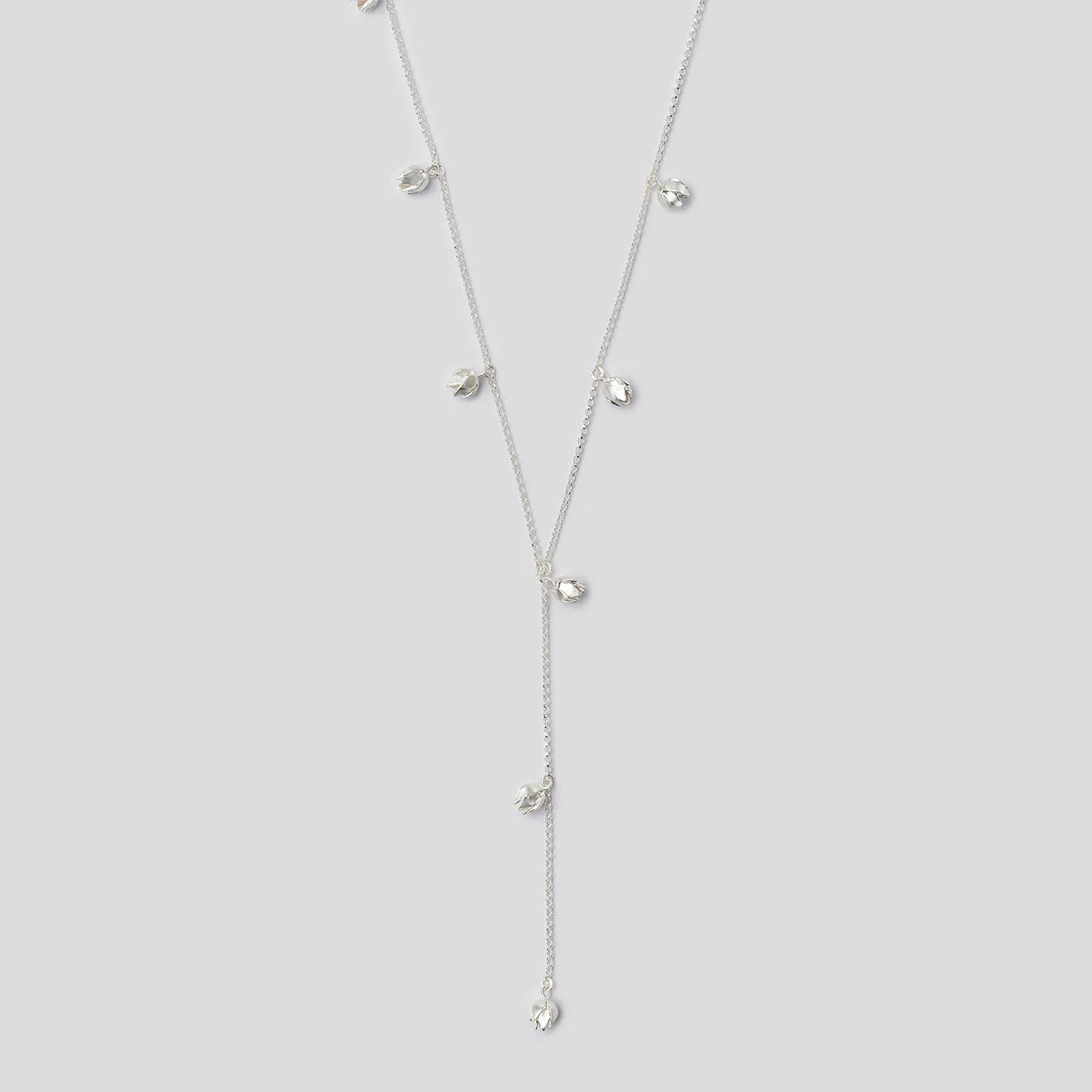 Lotus Bud Lariat - Silver