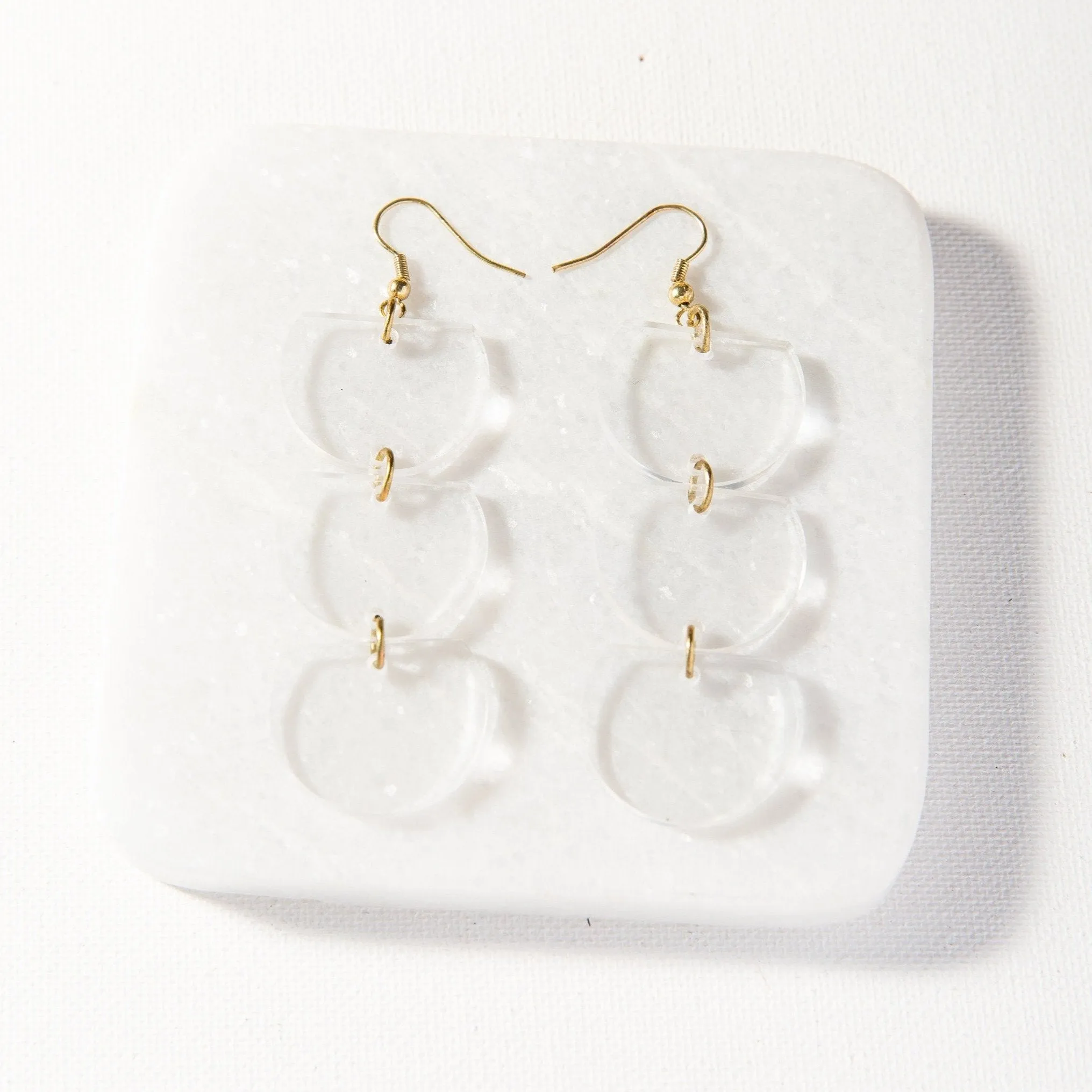 Lucite Trio Half Circle Drop Earrings