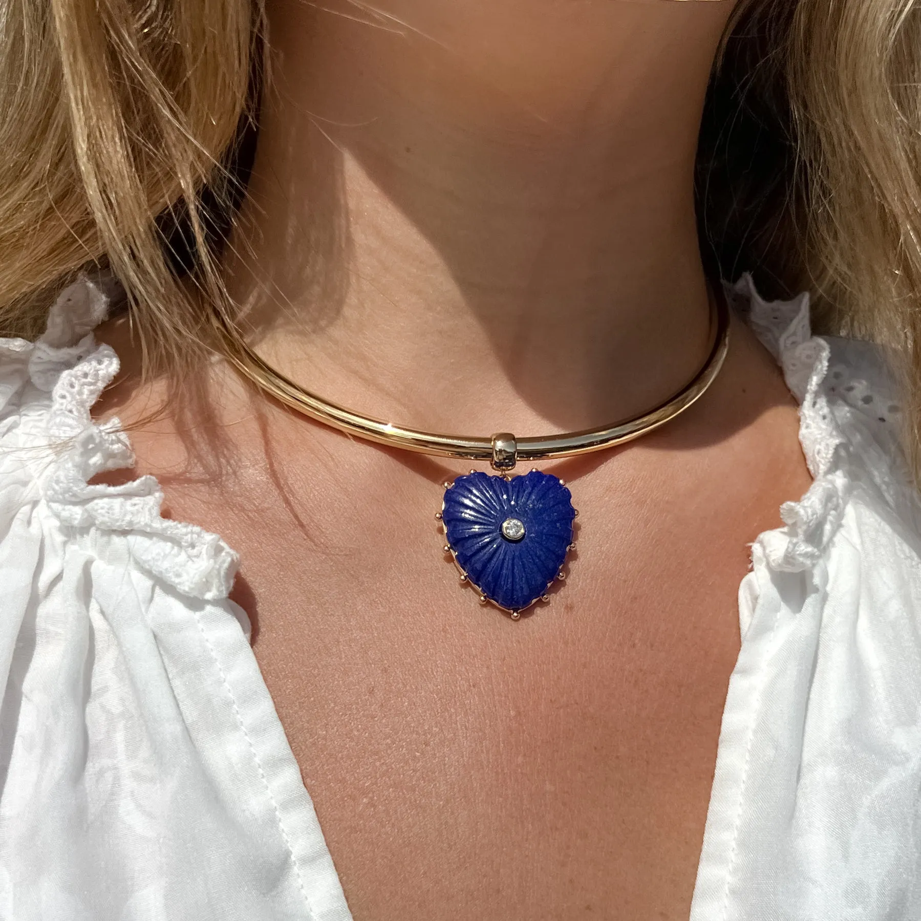 Malene Lapis Heart Choker Necklace