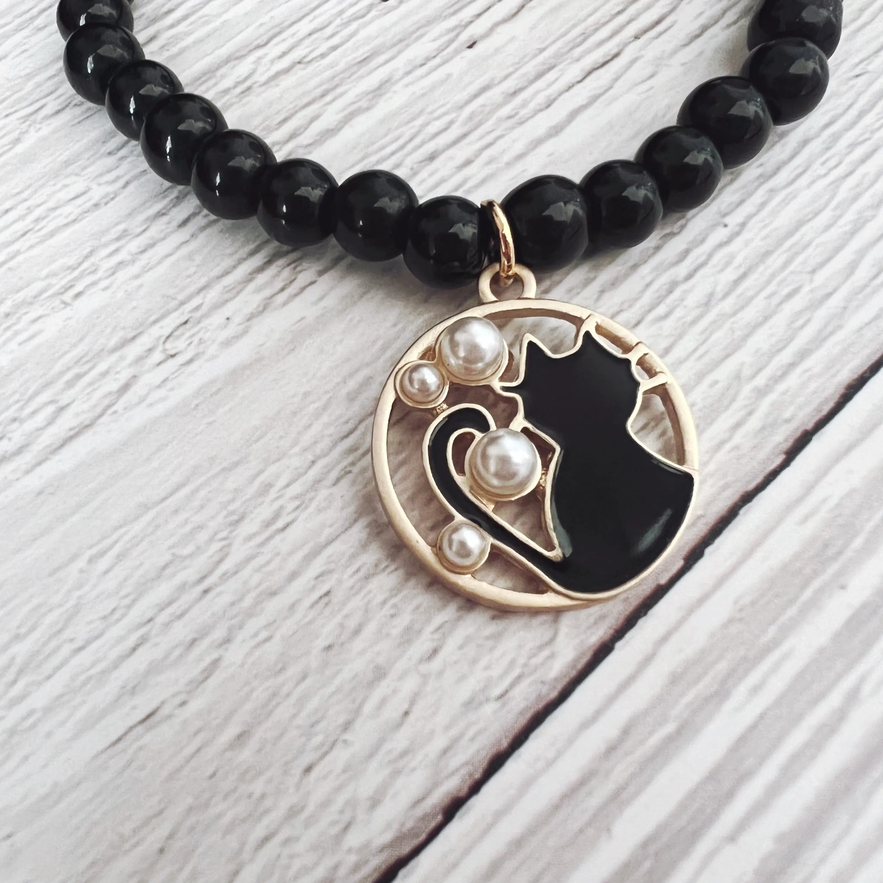 Matte Gold Cat Charm Bracelet