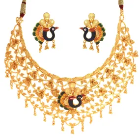 Mayurakkhi - Broad Collar Choker Set | Gold-plated Bridal Necklace