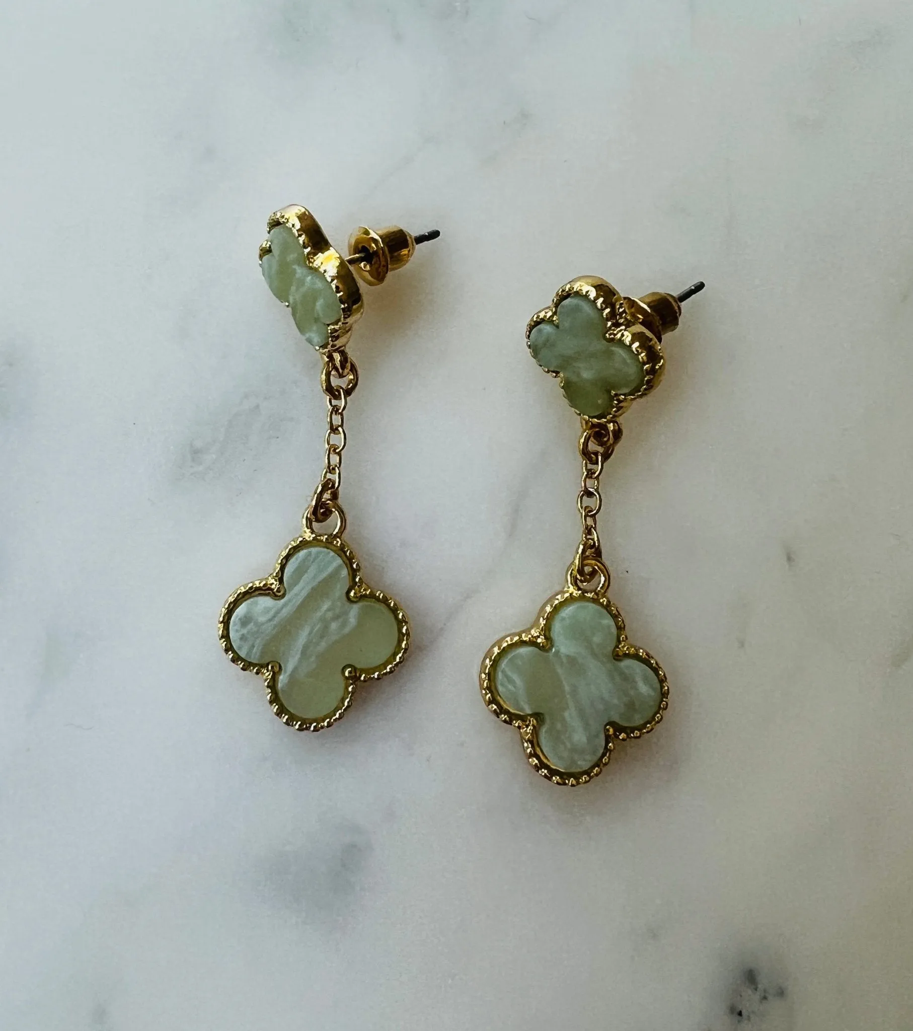 Medium Flower gold drop earrings