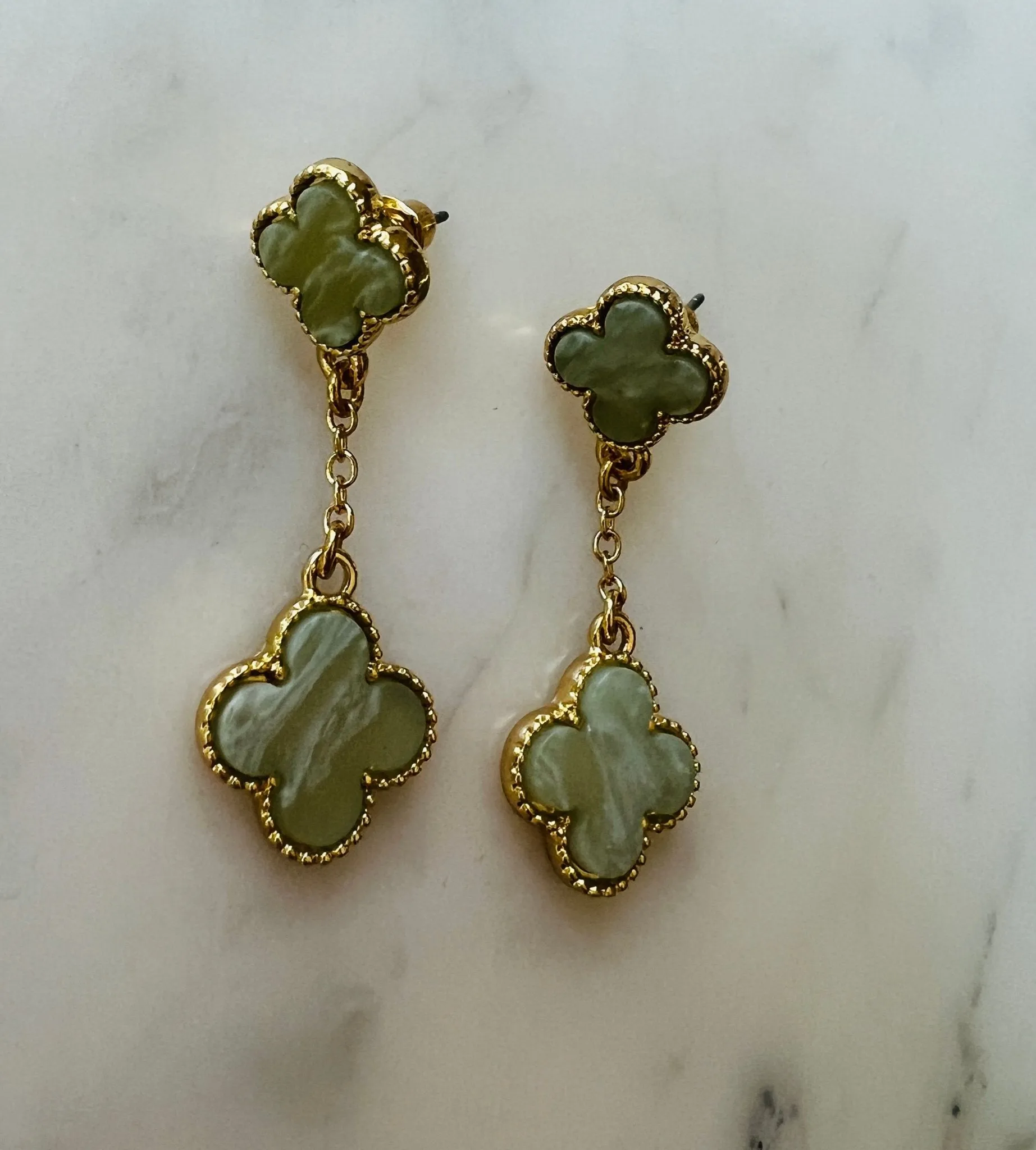 Medium Flower gold drop earrings