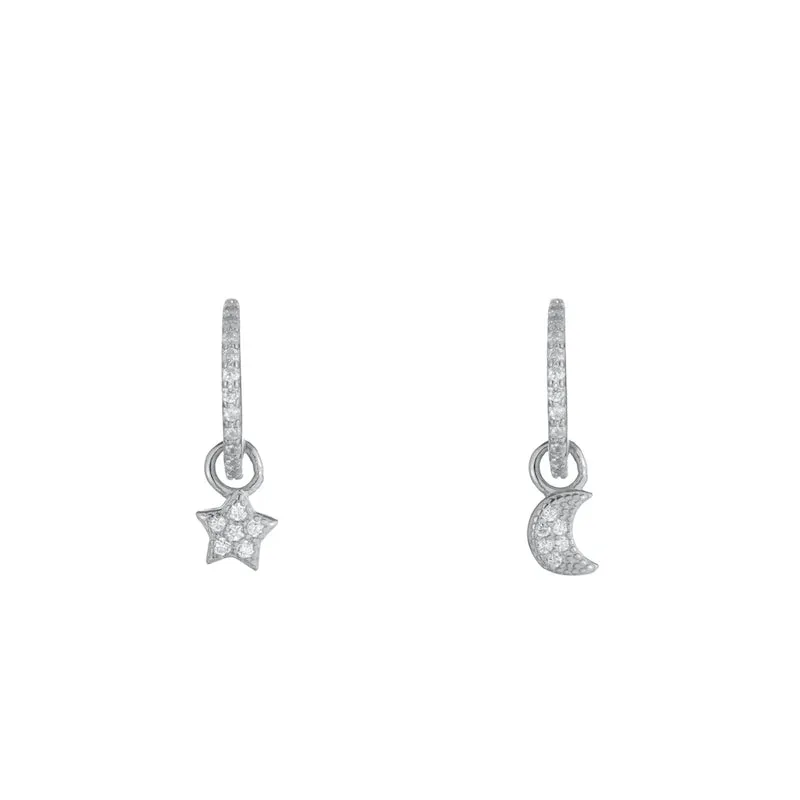 Melrose CZ Pavé Moon and Star Drop Earrings