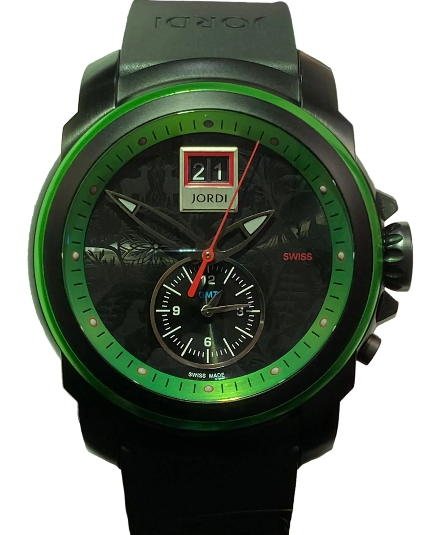 Michel Jordi Mega Icon Spicy Green 300.11.003.01 Black & Green Dial Quartz Men's Watch