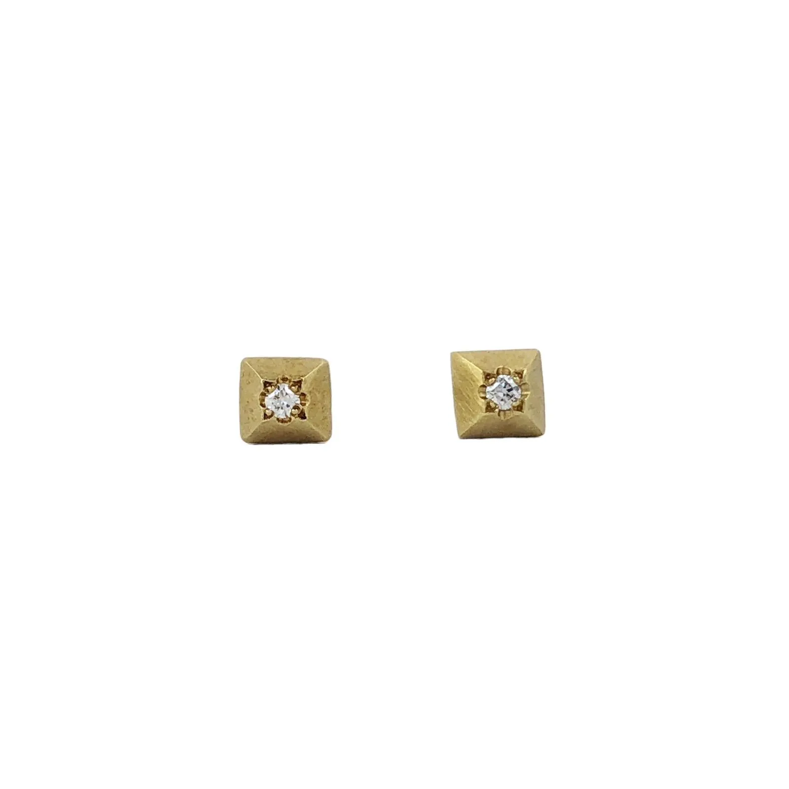 Micro Diamond Yellow Gold Stud Earrings - Emma Jane Donald