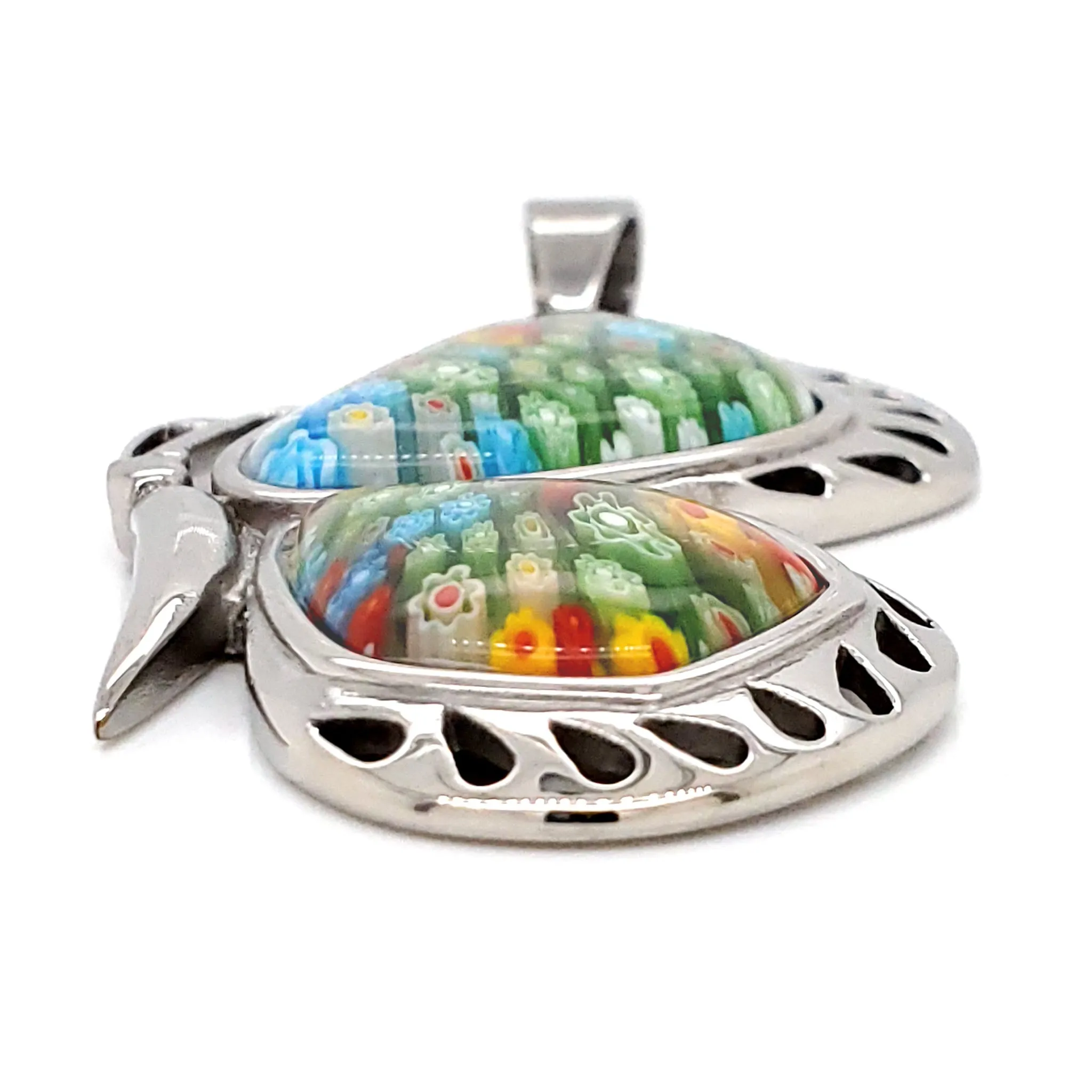 Millefiori Butterfly Stainless Steel Pendant / PDC2013