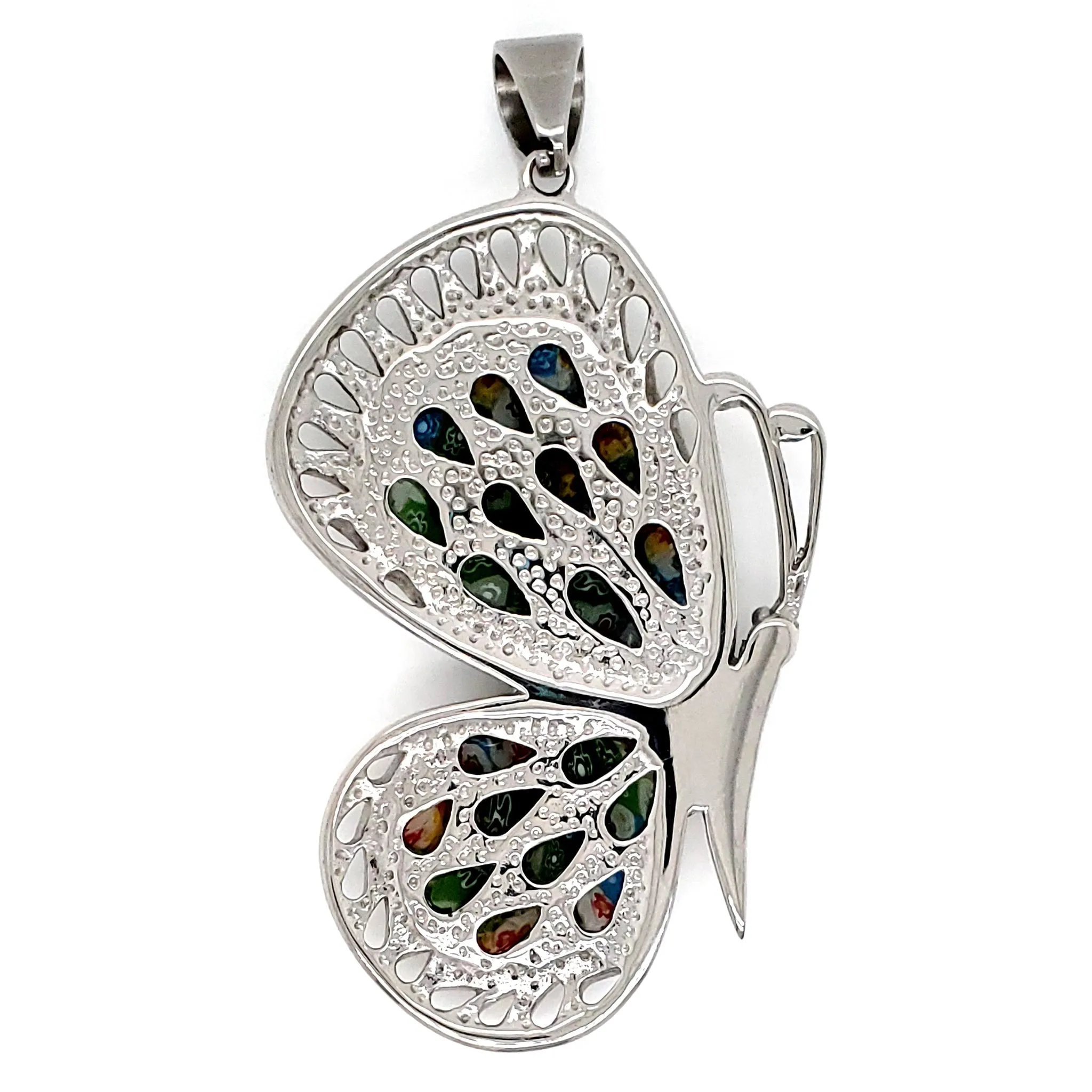 Millefiori Butterfly Stainless Steel Pendant / PDC2013