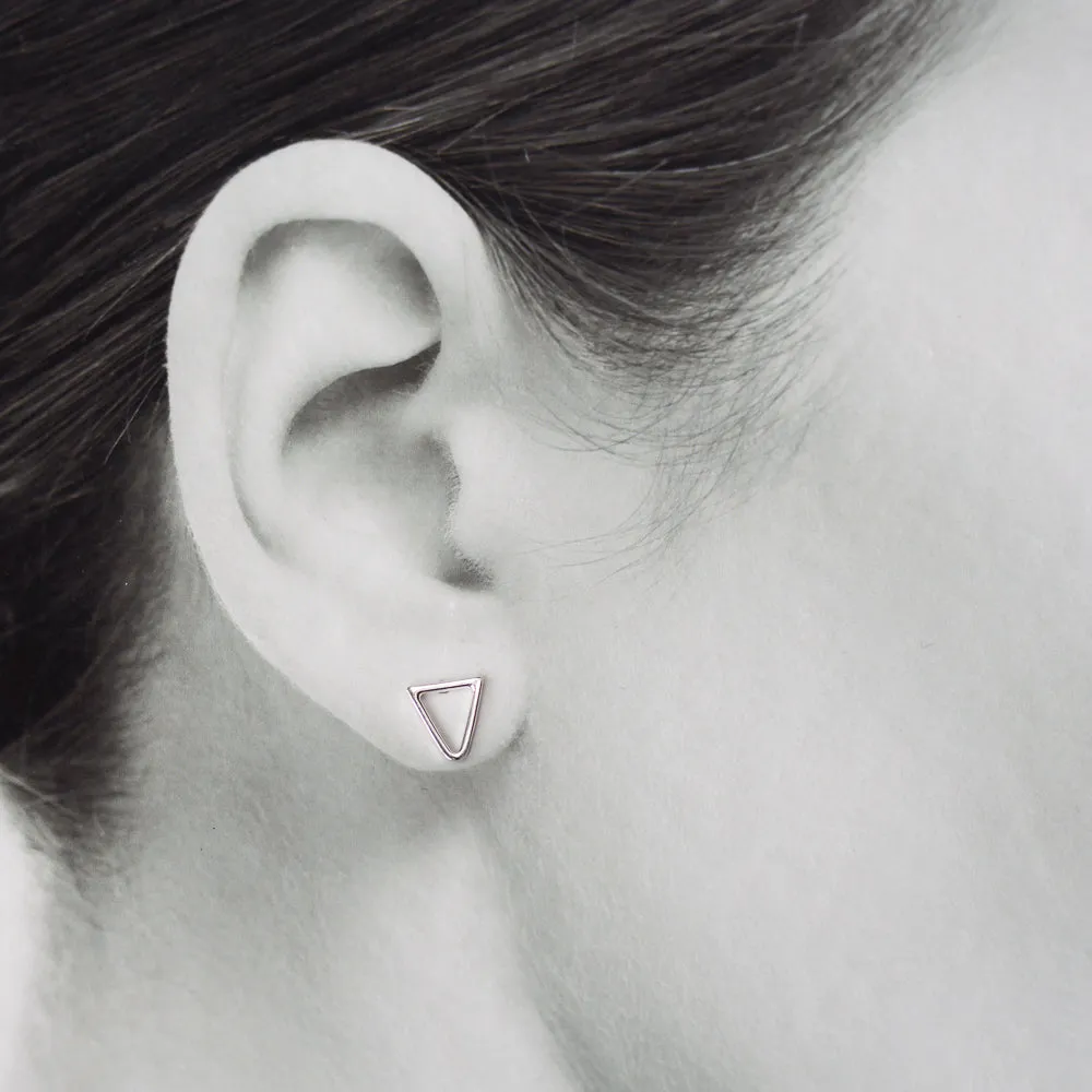 Minimalist Inverted Triangle Stud Earrings, Sterling Silver