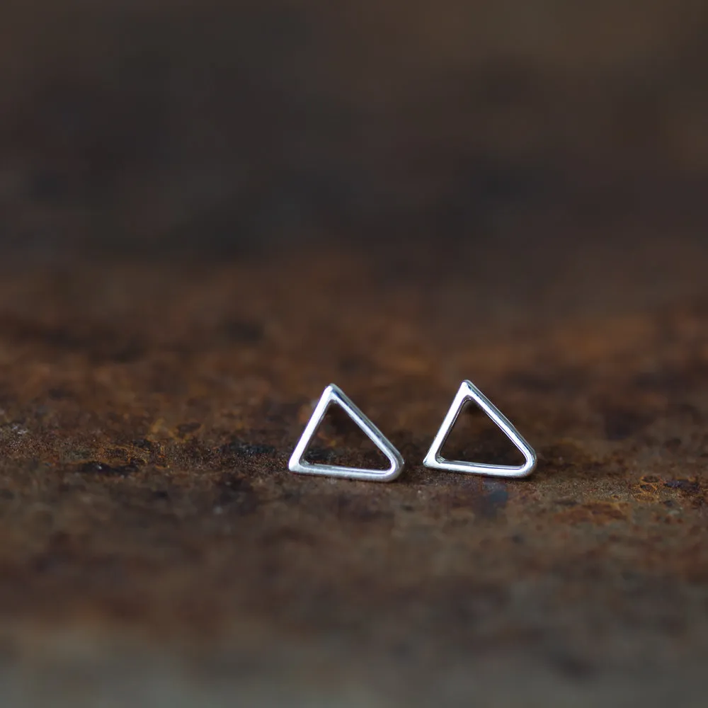 Minimalist Inverted Triangle Stud Earrings, Sterling Silver