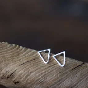 Minimalist Inverted Triangle Stud Earrings, Sterling Silver