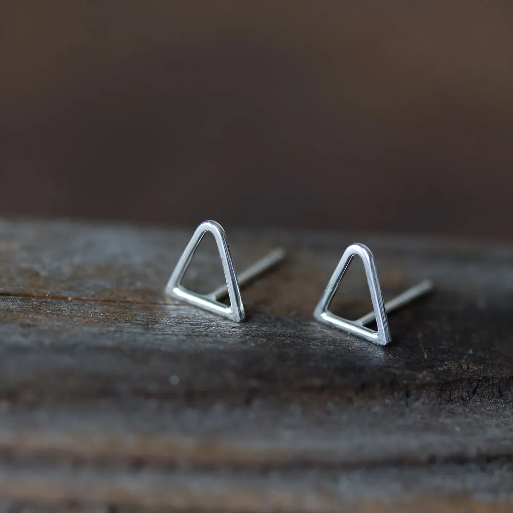 Minimalist Inverted Triangle Stud Earrings, Sterling Silver