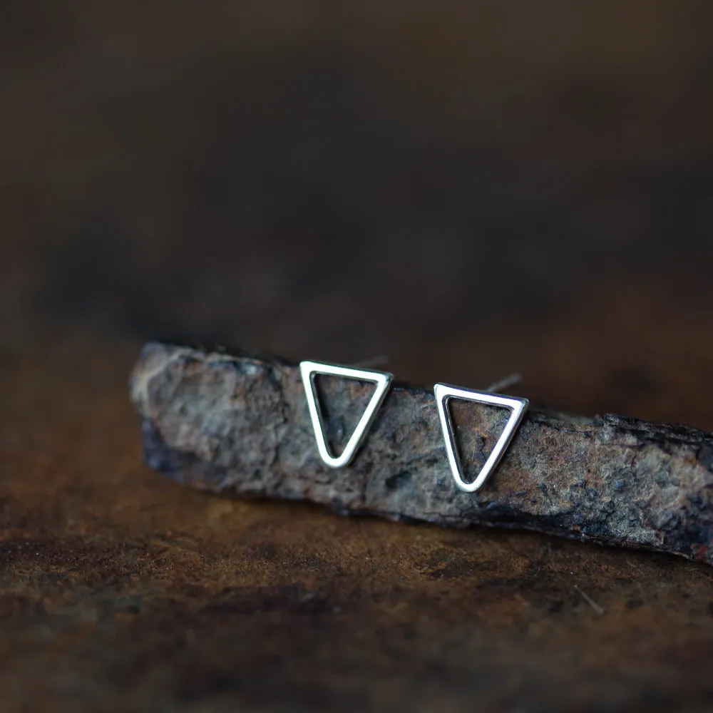 Minimalist Inverted Triangle Stud Earrings, Sterling Silver