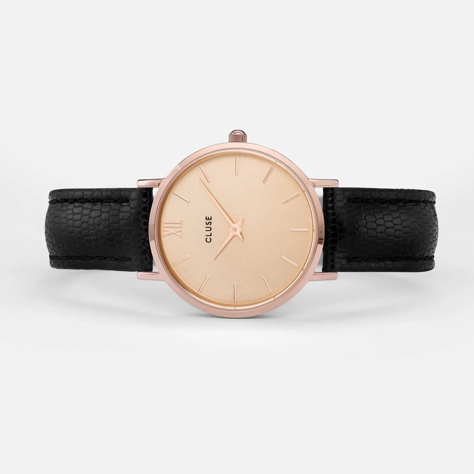 Minuit Leather Black Lizard, Rose Gold Colour