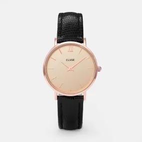 Minuit Leather Black Lizard, Rose Gold Colour