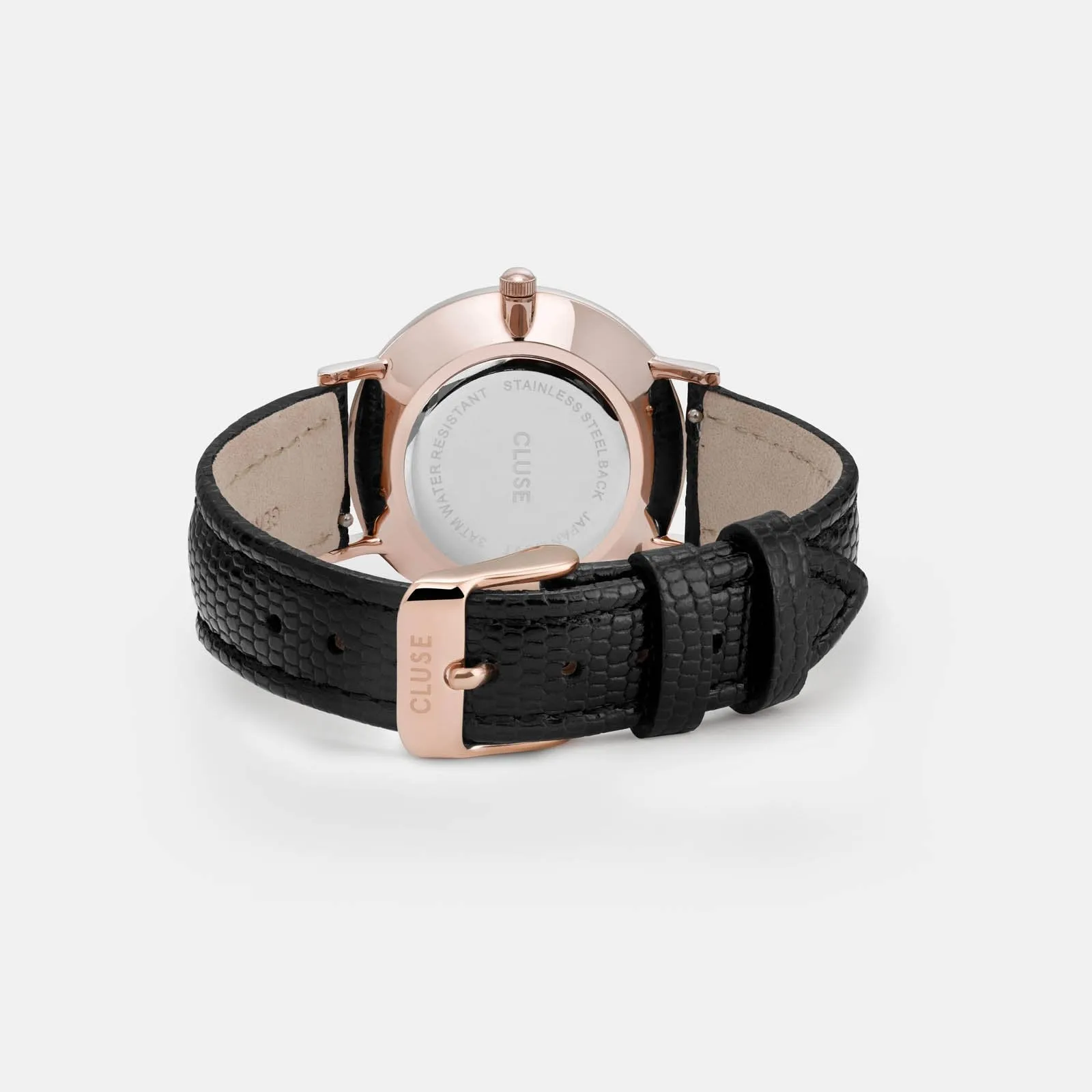 Minuit Leather Black Lizard, Rose Gold Colour