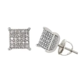 MODERN WHITE GOLD GEOMETRIC STUD EARRINGS WITH 82 ROUND CUT DIAMONDS, 1/4 CT TW