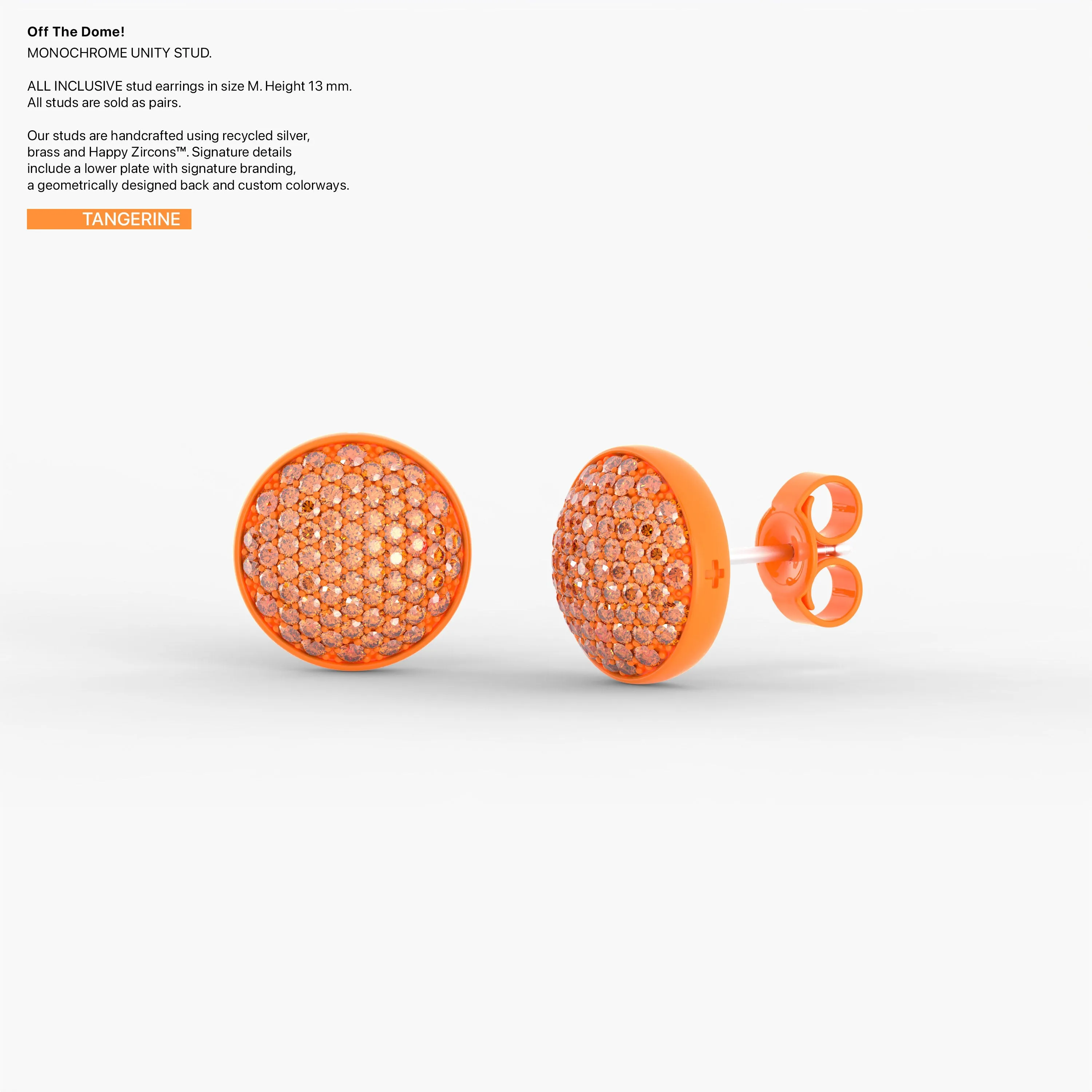 Monochrome Unity Studs in Tangerine