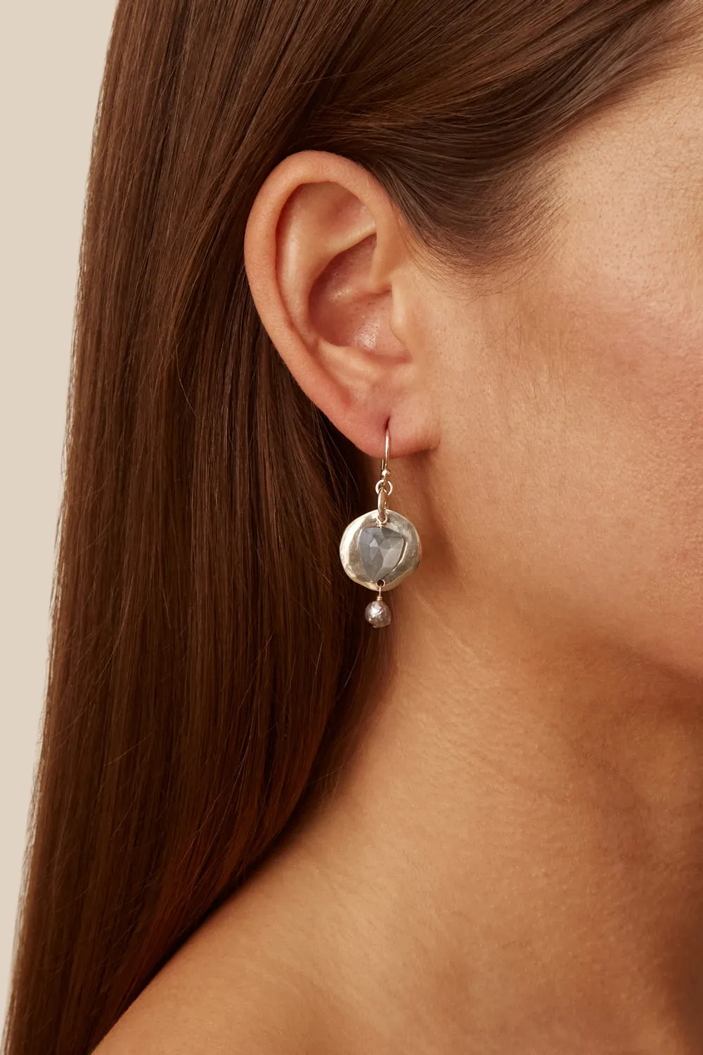 Moonstone & Pearl Ostra Earrings