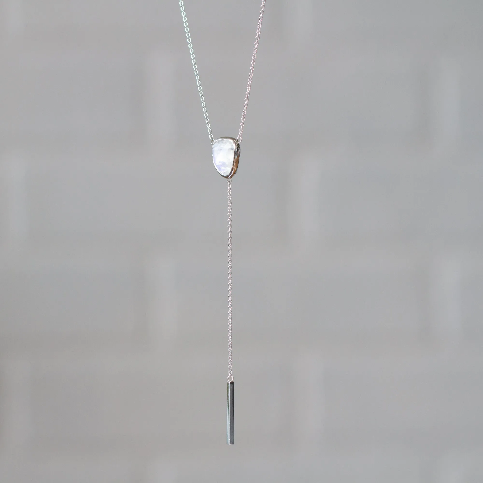 Moonstone Selene Lariat Necklace in Sterling Silver #1