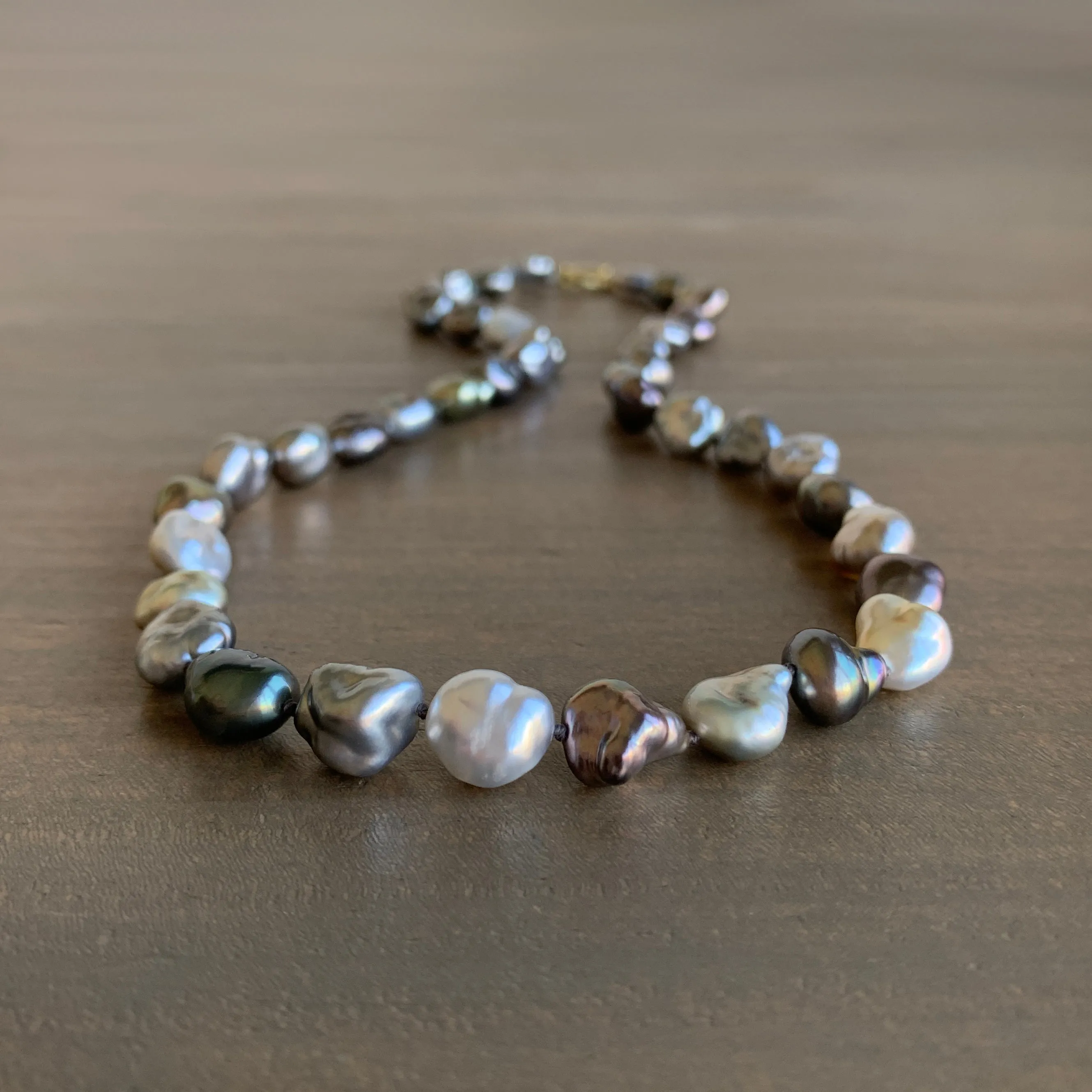 Multicolor Tahitian Keshi Pearl Strand