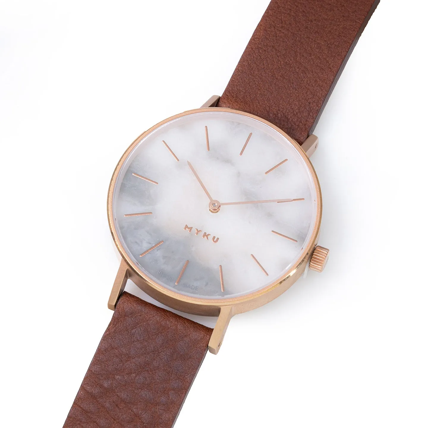 MYKU White Marble Rose Gold 38mm Watch