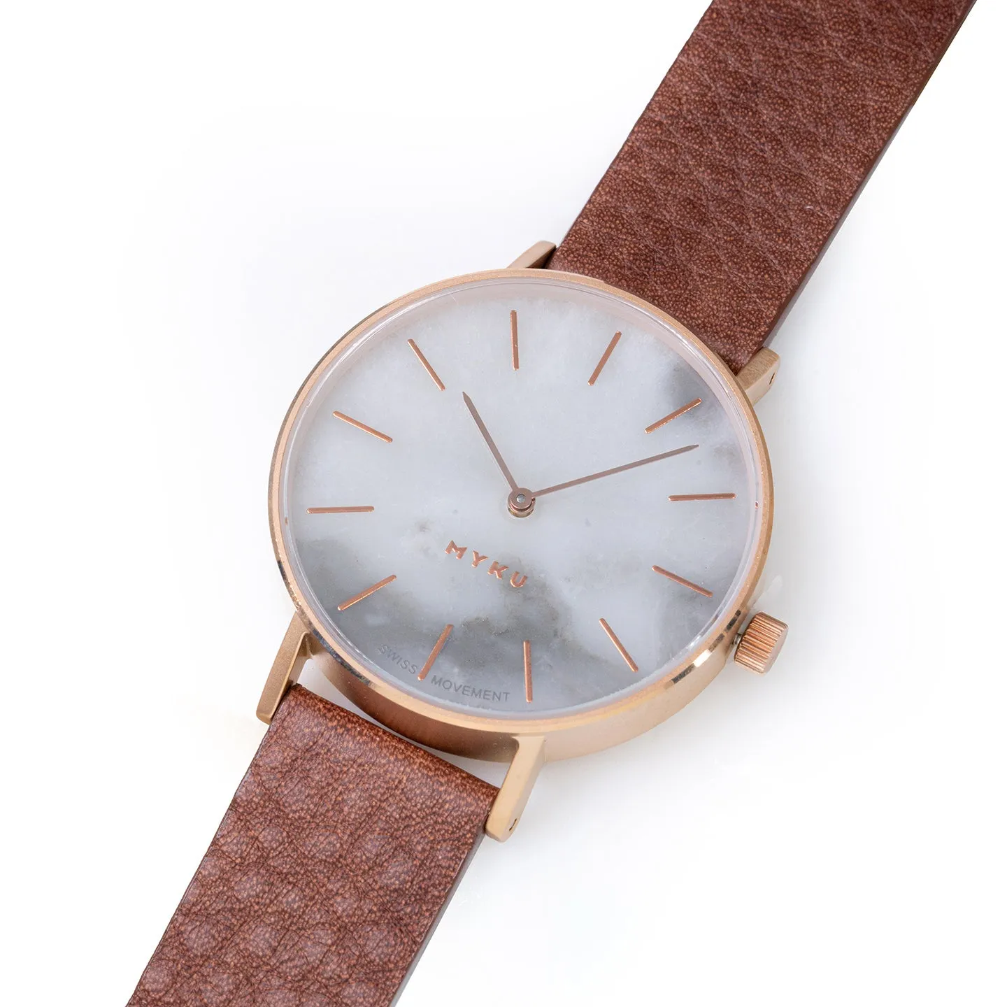 MYKU White Marble Rose Gold 38mm Watch