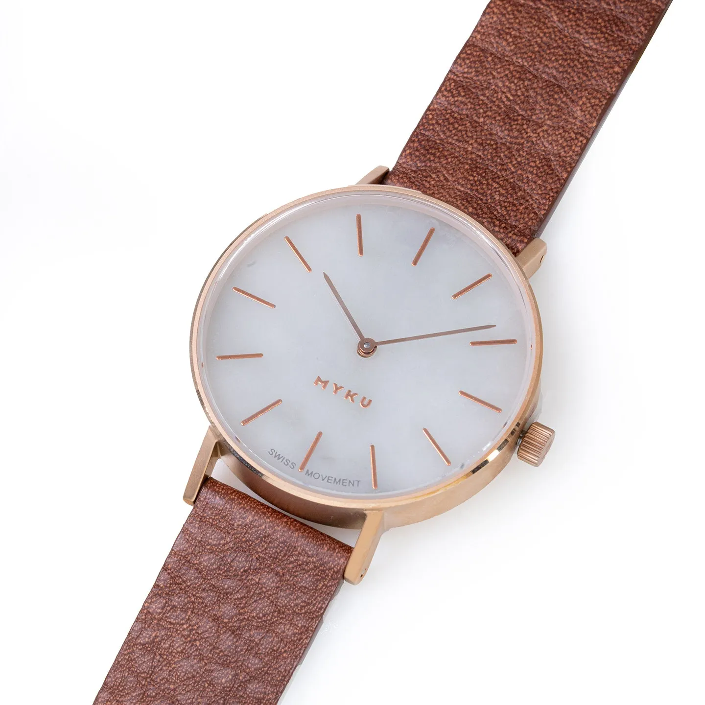 MYKU White Marble Rose Gold 38mm Watch