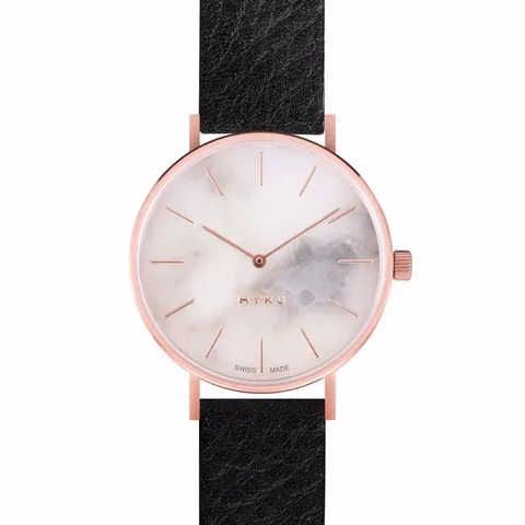 MYKU White Marble Rose Gold 38mm Watch