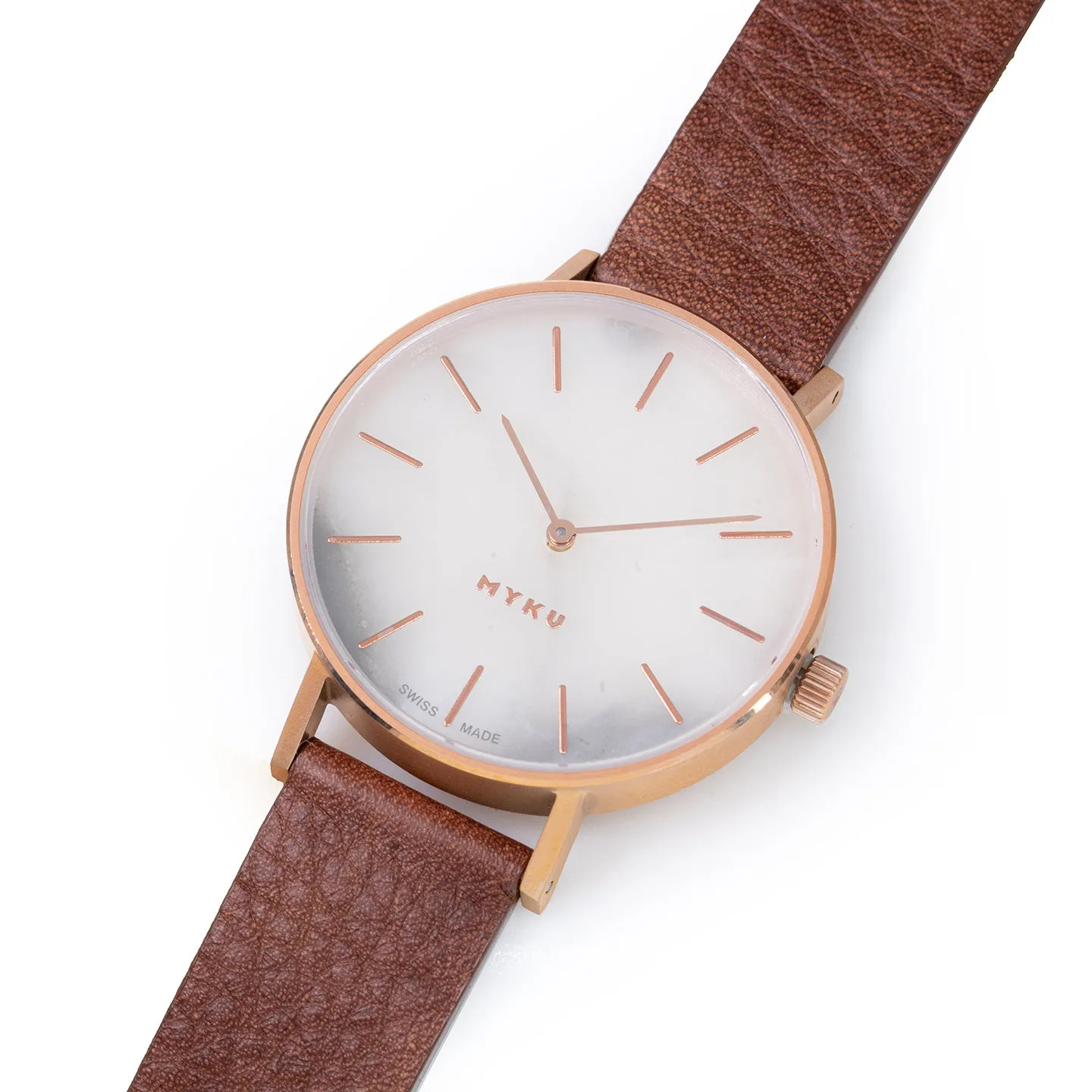 MYKU White Marble Rose Gold 38mm Watch