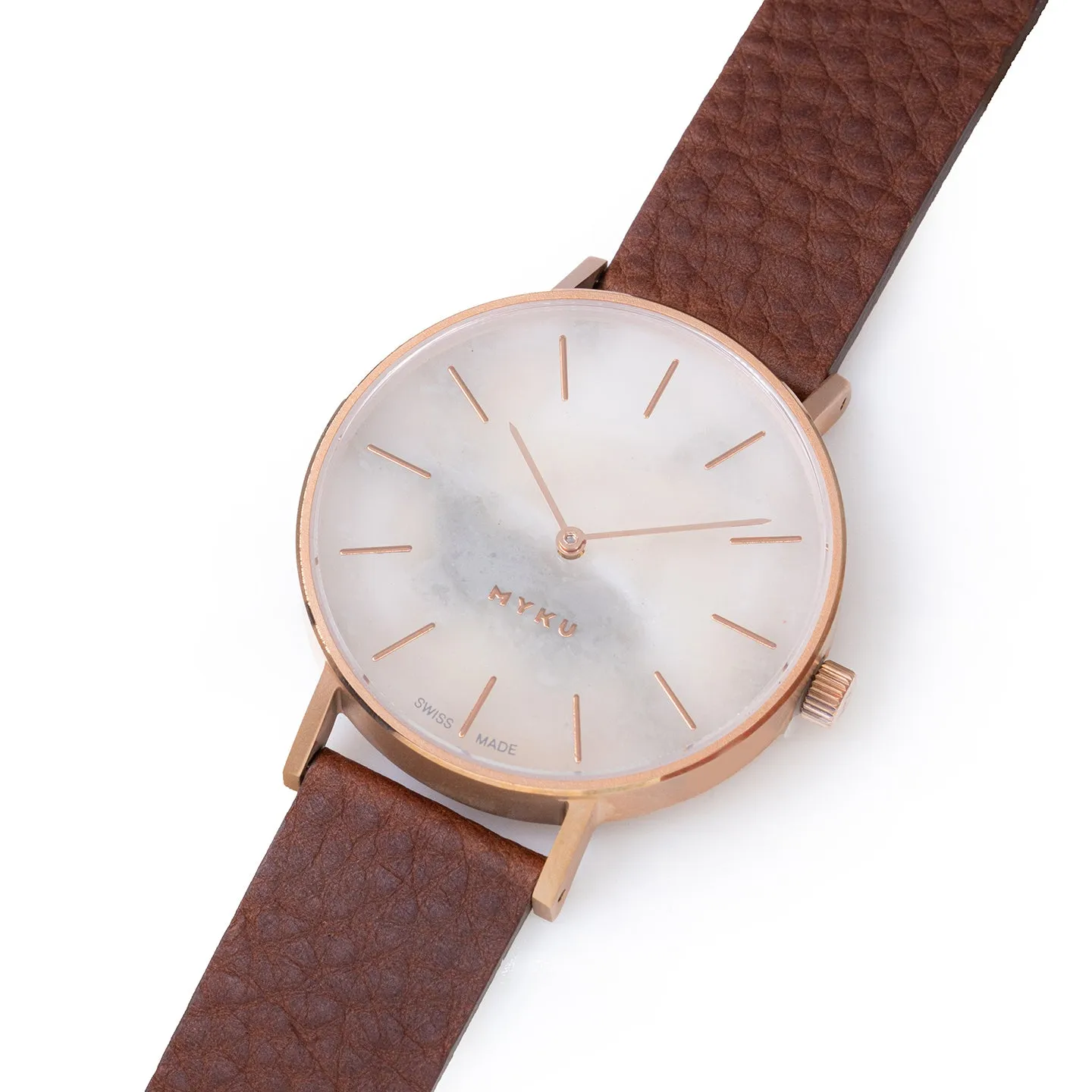 MYKU White Marble Rose Gold 38mm Watch