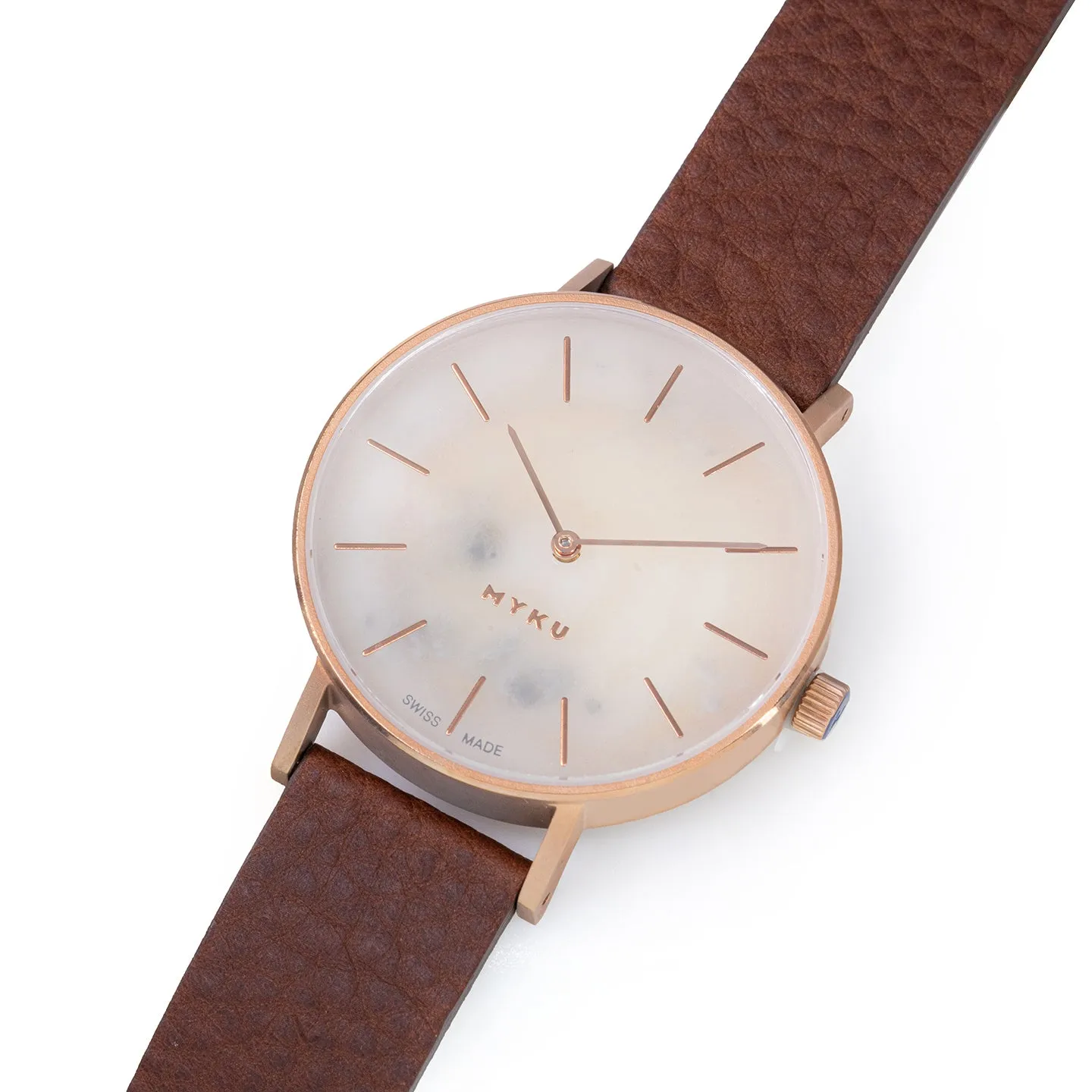 MYKU White Marble Rose Gold 38mm Watch